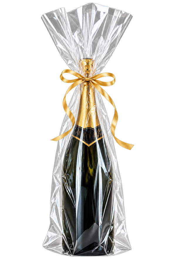 Clear Cellophane Wine Bottle Bags, 145 x 370mm, Pack of 100