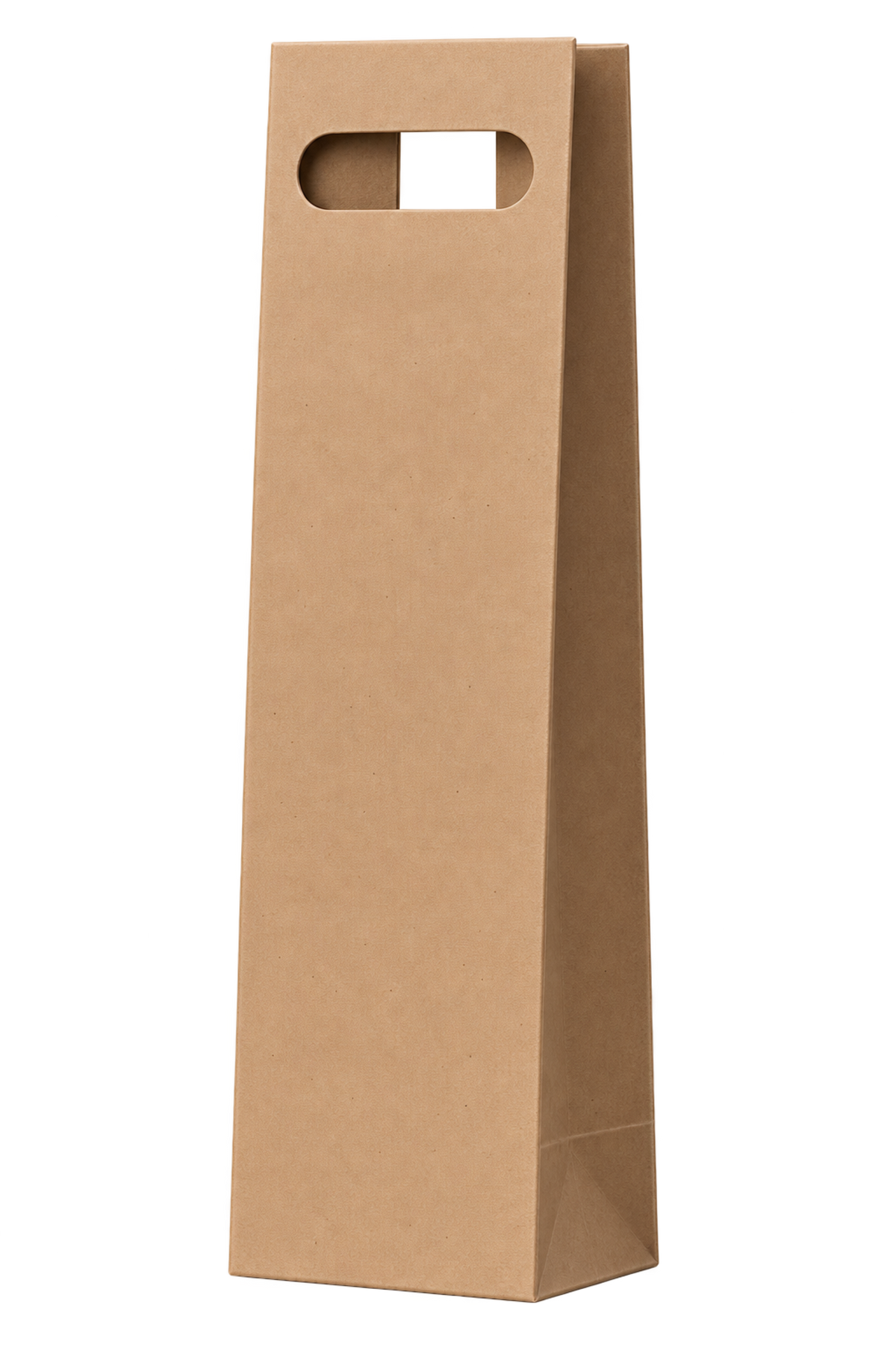 Brown Kraft Die Cut Wine Carry Bag Single Bottle, 420 x 110 + 90mm
