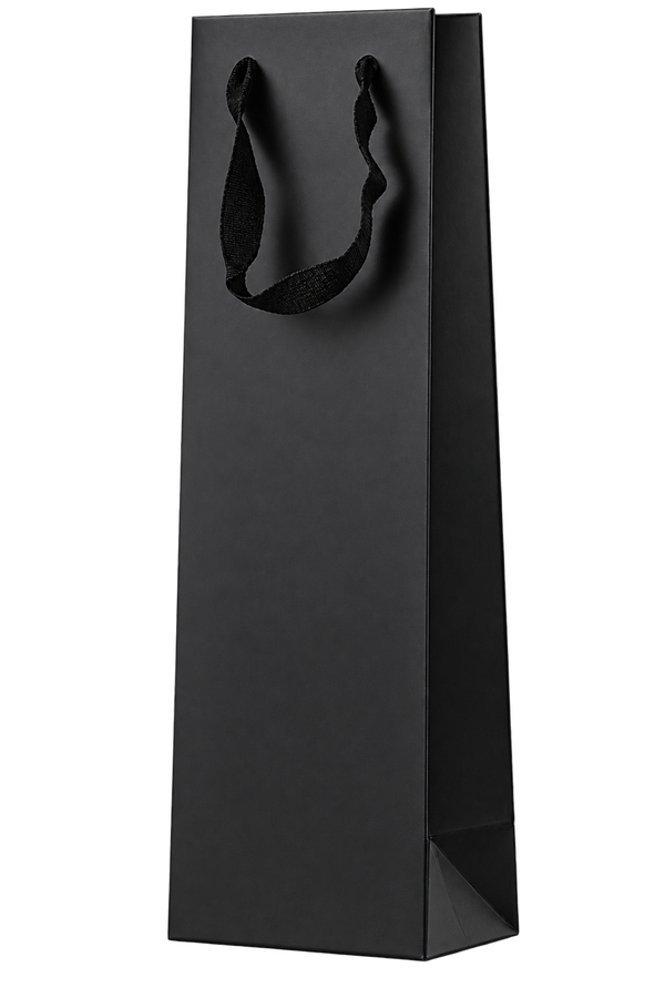 Matte Laminated Wine Bag Matte Black / Single Bottle, 390 x 110 + 90mm