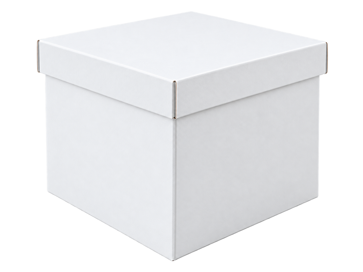 Gloss Gift Box with Lid, Pack of 10 White / 140 x 140 x 140mm