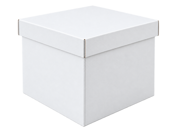 Gloss Gift Box with Lid, Pack of 10 White / 140 x 140 x 140mm
